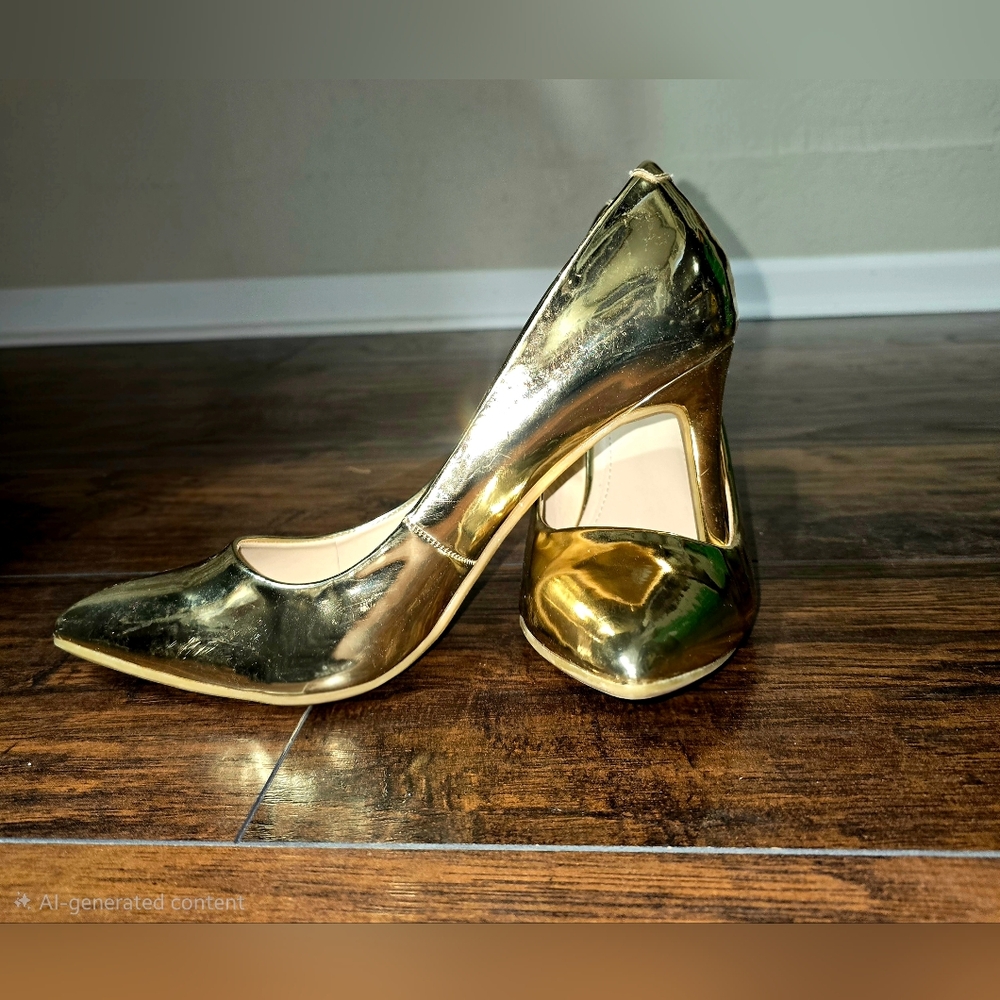 Feisty Metallic Gold Heels